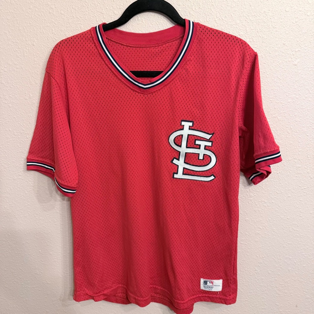 Vintage Sand-Knit St Louis Cardinals MLB Mesh Jersey Red Mens Medium STL Logo